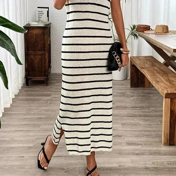 Multicolor Casual Women's Sleeveless Striped Vest Dress - Picture 6 of 7